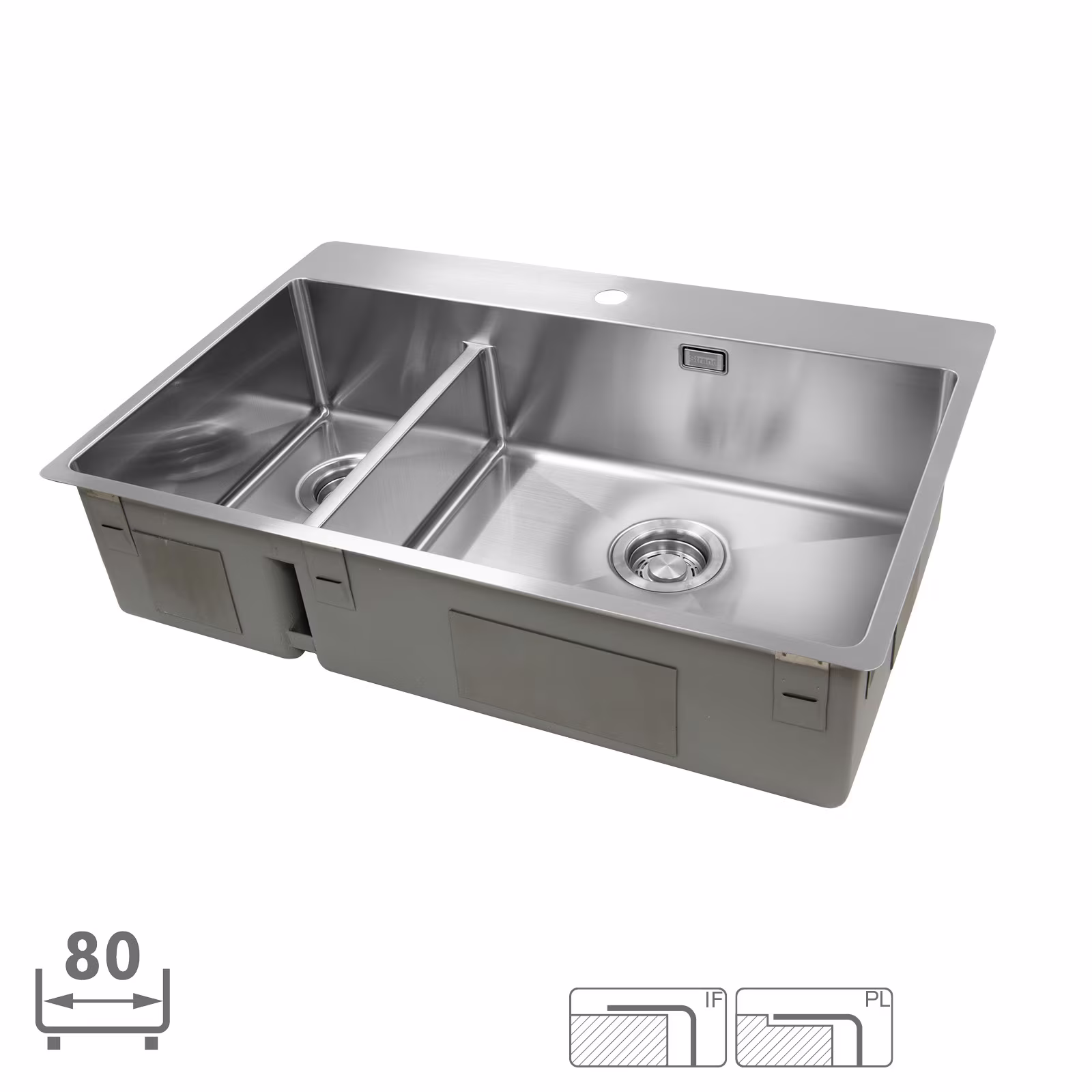 Disklådor – Disklåda Strand ST74-DHBC. 74 cm. Dubbel 1½. Höger. Blandarplats. Clips. från Strand Stainless, produktbild 1 av 2