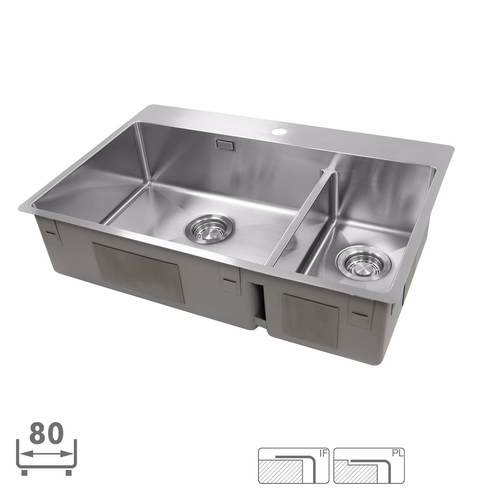 Disklådor – Disklåda Strand ST74-DVBC. 74 cm. Dubbel 1½. Vänster. Blandarplats. Clips. från Strand Stainless, produktbild 1 av 2